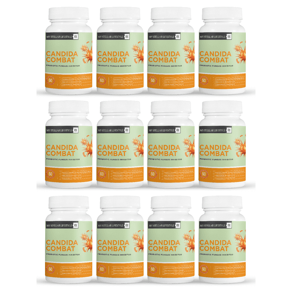 12 Pack Candida Combat Probiotic Fungus Inhibitor-60 Capsules x12