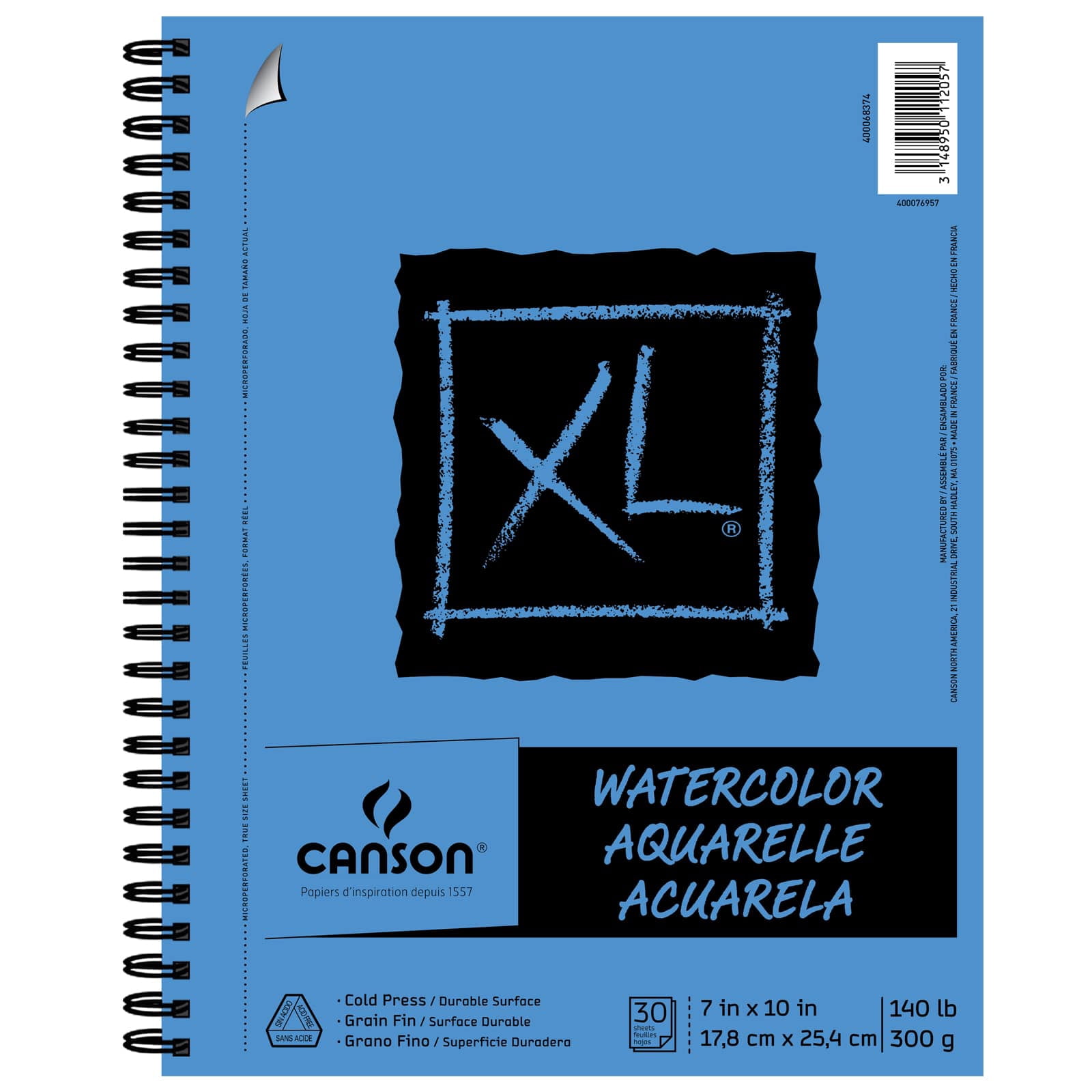 Canson 7" x 10"  XL Watercolor Pad - Acid Free and Cold Press Paper, Sketch Pad for Drawing, Sketching, and Writing - Bulk 12 Pack
