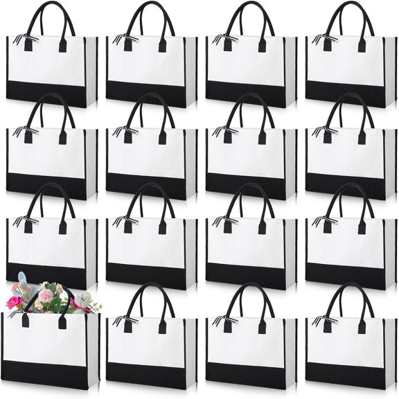 12 Pack Canvas Tote Bags Initial Classic Present Personalized Canvas Beach Bag for Wedding, Birthday, Beach
