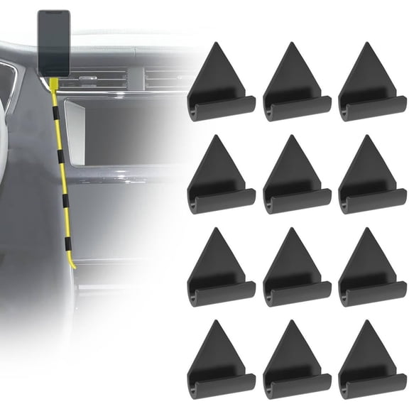 12 pack Car Cable Clips, Self-Adhesive Cord Organizer Holders for Phone Charger Cable, Dash Cam, GPS & USB Cord, Dashboard Windshield, Black