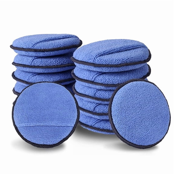 12-Pack Car Wax Applicator Pads with Finger Pocket, Microfiber Soft Foam Polishing Pads for Car Detailing & Cleaning