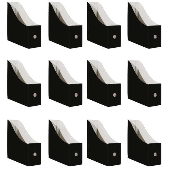 12 Pack Cardboard Magazine File Holder for Desktop, Book Bins for Classroom Library, Office or Home, 10.6" H x 10.2" L x 3.5" W in Cardboard Magazine Holder for Storage with Label(Six Color)