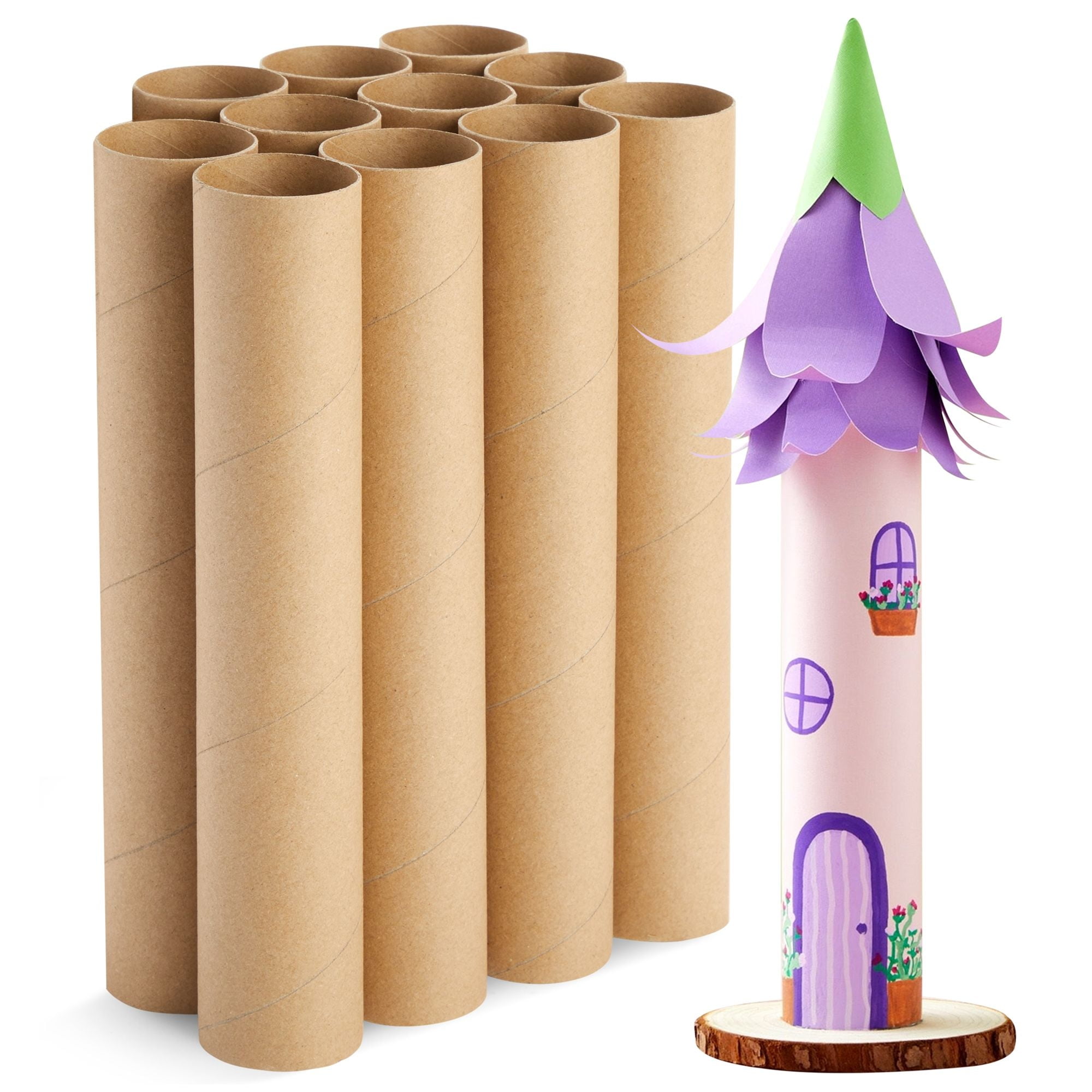12 Pack Cardboard Tubes for Crafts, Brown Rolls for DIY Projects, Classroom  (1.75 x 10 In) 