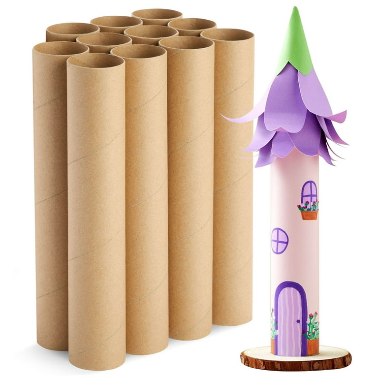 12 Pack Cardboard Tubes for Crafts, Brown Rolls for DIY Projects (1.75 x 10  In)