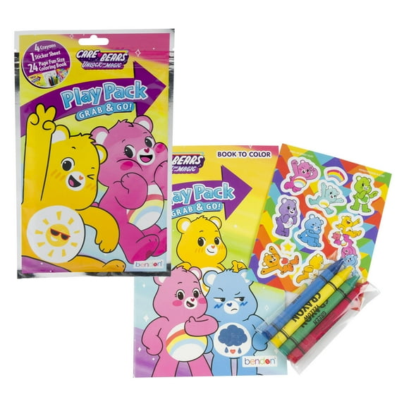 12 Pack Care Bears Play Pack- crayon, sticker sheet & coloring book