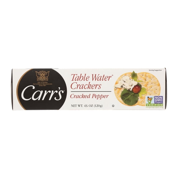 (12 Pack) Carr's GMO-Free Cracked Pepper Table Water Crackers, 4.25 Oz