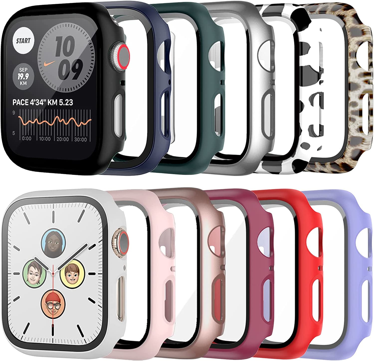 12 Pack Case with Tempered Glass Screen Protector for Apple Watch