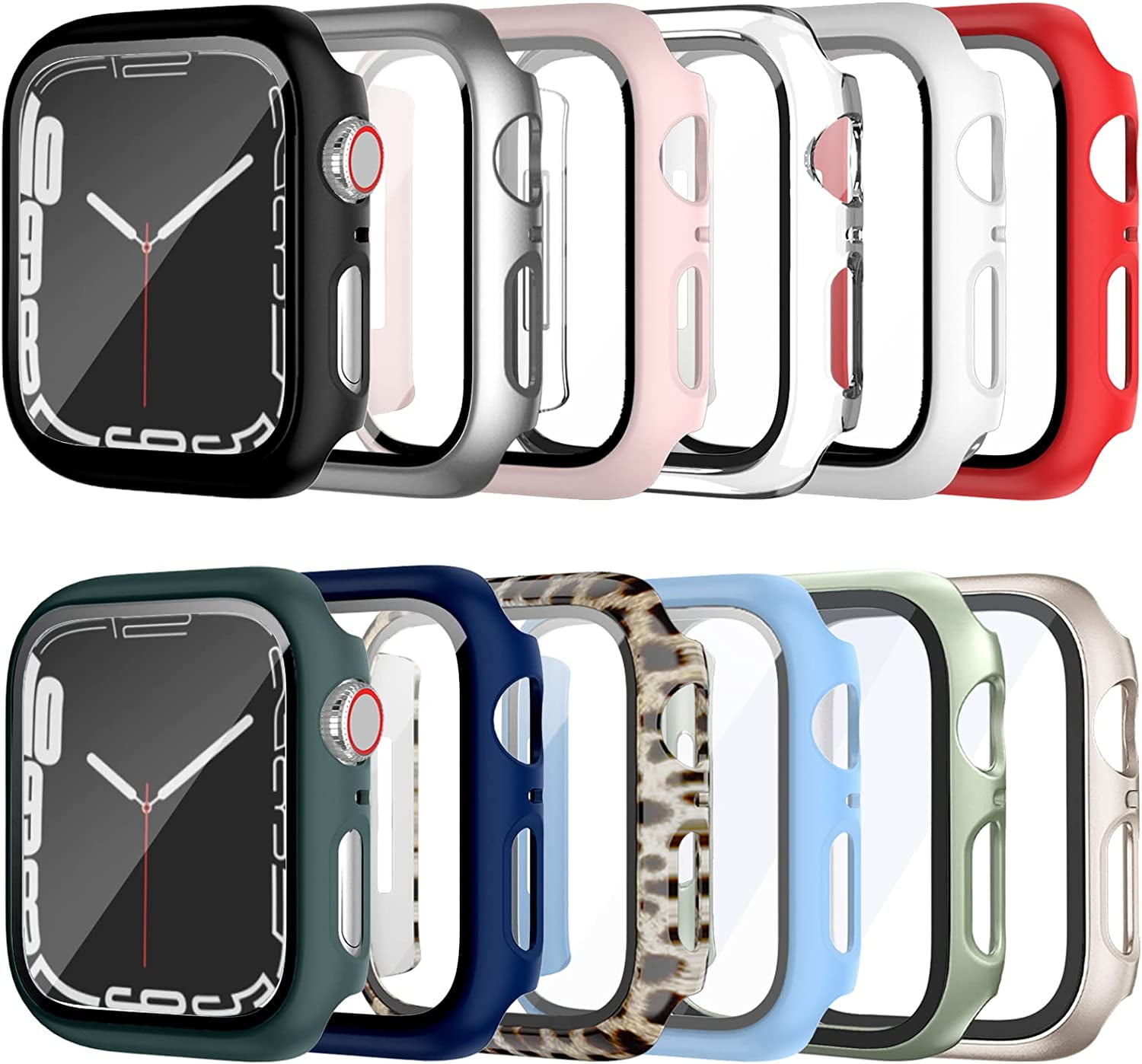 12 Pack Case for Apple Watch SE 2 Series 6/5/4 40mm Tempered Glass Screen Protector, All Round Full Hard PC Cover Bumper for iWatch 40mm Accessories