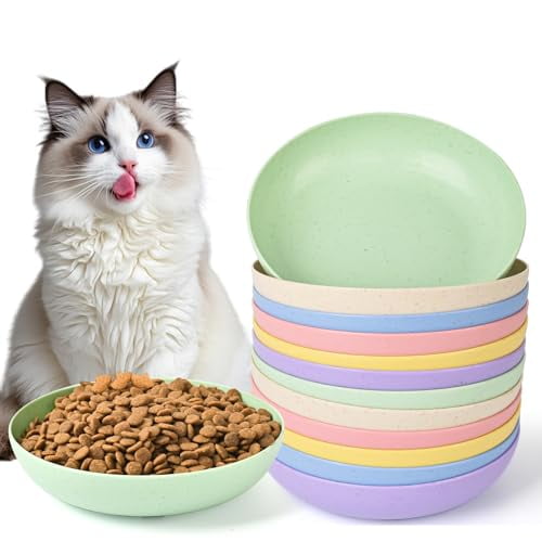 12 Pack Cat Food Bowl,5.7 Inch Cat Bowls,Whisker Fatigue Pet Dish,Pet Bowl for Kitten,Small Dogs,Bunnies,Dry and Wet Food,Canned (Multi,Round)