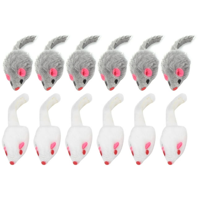 12 Pack Cat Mouse Toy Furry Interactive Play Mouse Toy for Indoor Cats ...