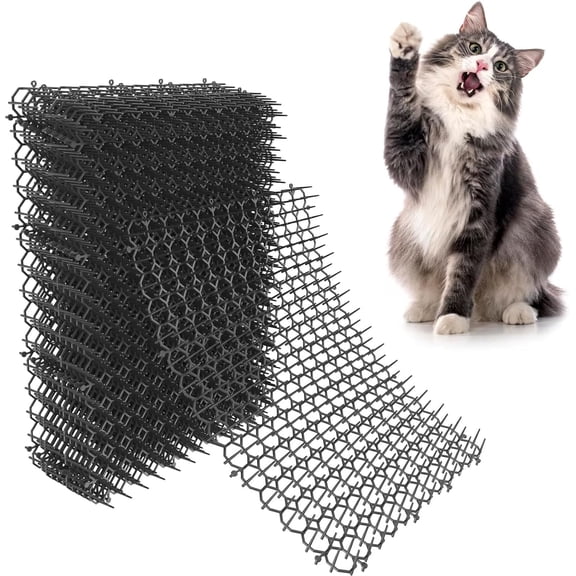 12 Pack Cat Repellent Mat – 8 x 6 Inch Indoor/Outdoor Scat Mat to Keep Cats Away from Plants, Furniture & Garden – Black Mat with Spikes for Humane Deterrent – Pet-Safe, Flexible Design