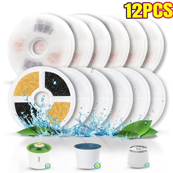 12 Pack Cat Water Fountain Filter Replacement Compatible with Catit, Cat Fountain Filters Compatible with Catit Design Senses