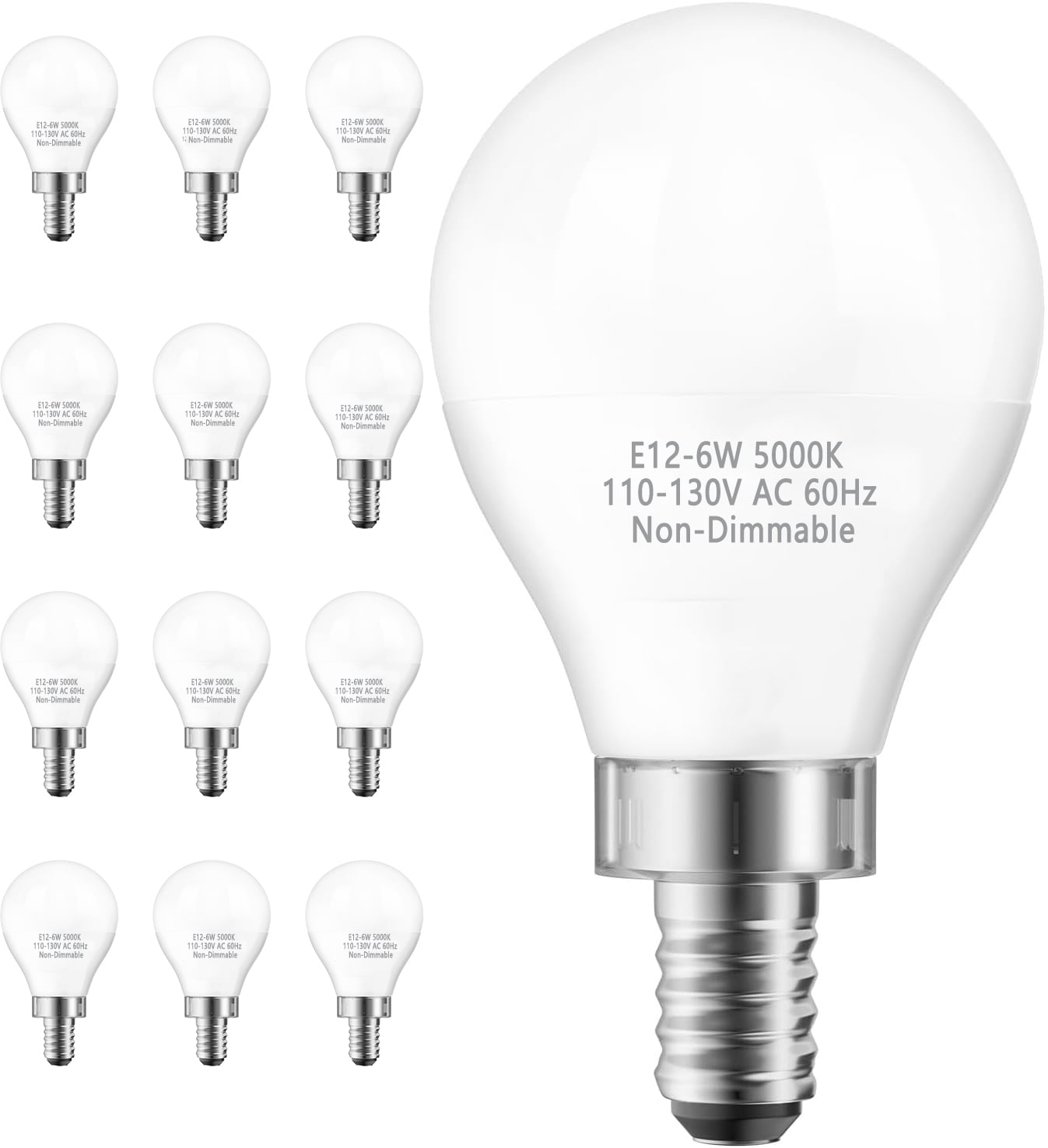 Mixx Uniq 8-Pack Non-Dimmable E12 Ceiling Fan Light Bulbs, 120V 60w Eqv, 5000K Daylight, image size:1347x1476