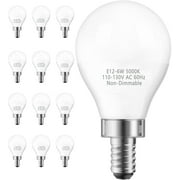 12-Pack Ceiling Fan Light Bulbs, Small Base, 5000K Daylight White, 120V 60W Equivalent, E12 Candelabra LED Light Bulbs, Non-Dimmable