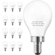 12-Pack Ceiling Fan Light Bulbs, Small Base, 5000K Daylight White, 120V 60W Equivalent, E12 Candelabra LED Light Bulbs, Non-Dimmable