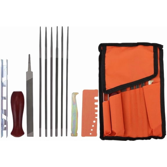 12 Pack Chainsaw File, Chainsaw Sharpener Kit, 5/32", 3/16", 7/32", 1/8", 11/64", 13/64" Round Chainsaw Sharpening, 6 Inch Flat File,Depth Gauge,Quick Check Gauge, Chain Saw Sharpener Tool