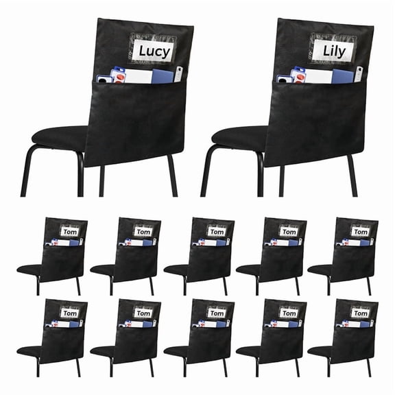 12 Pack Chair Pockets for Classrooms -Seat Sacks Organizer for K-2 Students, Fabric Storage Pockets for School Supplies