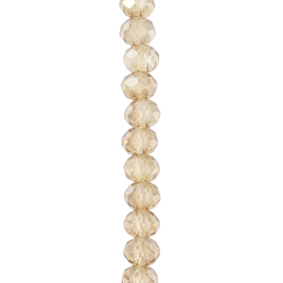 Bead Landing Champagne Large Hole Faceted Glass Rondelle Beads, 12 Pack
