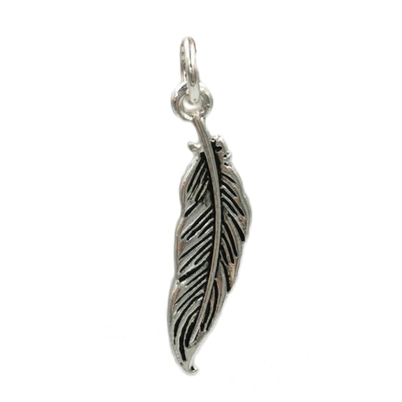 Bead Landing Charmalong Antique Silver Feather Charm, 12 Pack