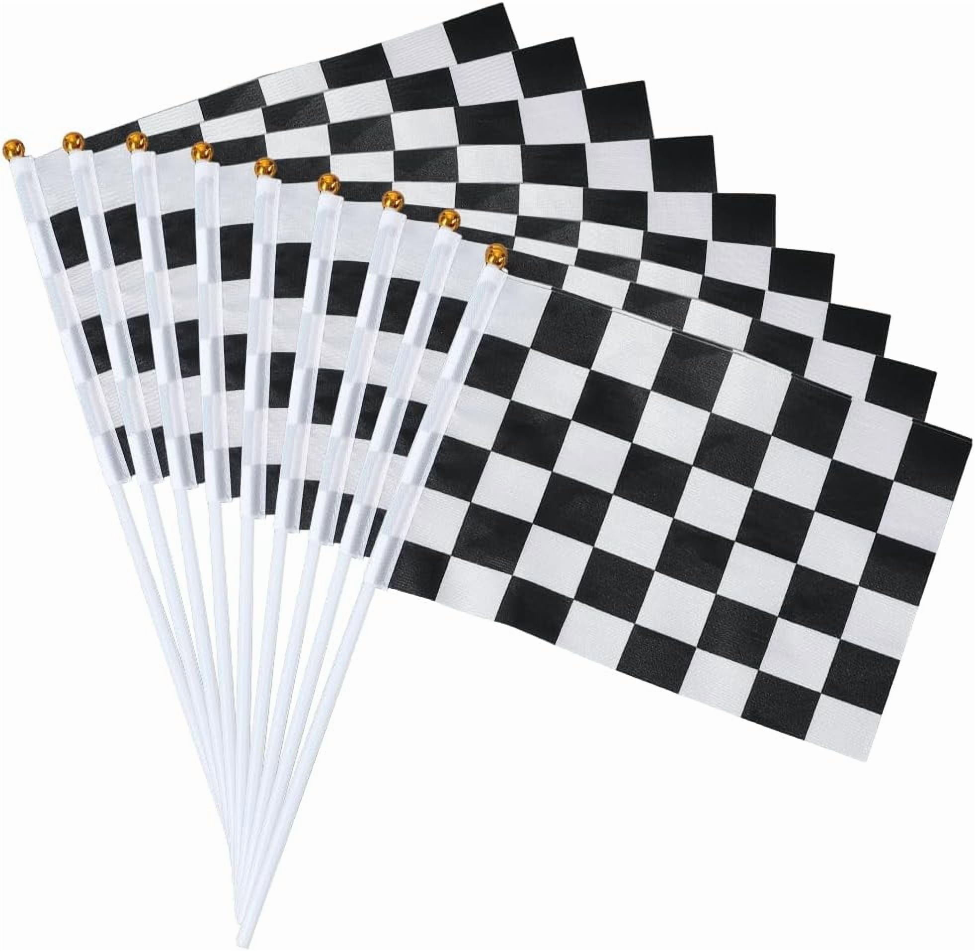 12 Pack Checkered Race Flag Decor Race Car Flags 12.2 x 4.6 Inch ...