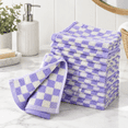 12 Pack Checkered Washcloths, 4 Colors, Ultra-Soft Cotton Face Towels ...