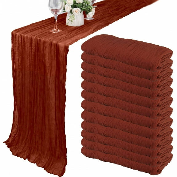 12 Pack Cheesecloth Table Runner 35x120 Inch  Boho Gauze Table Runner 10FtCheese Cloth Long Table Runner Romantic Table Runner For Wedding Bridal Shower Birthday Party Table Decor