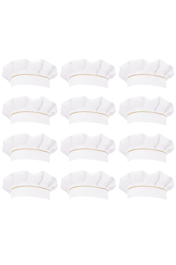 12 Pack Chef Hats for Little Ones Youth, White Adjustable Cooking Caps, Professional Kitchen Costume Accessories, Elastic Band Chef Toques for Cooking Class Birthday Party