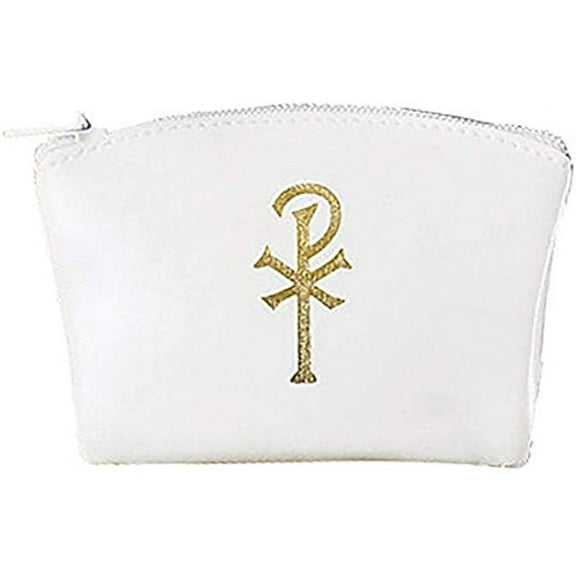 12 Pack - Chi Rho Zippered Rosary Case - White