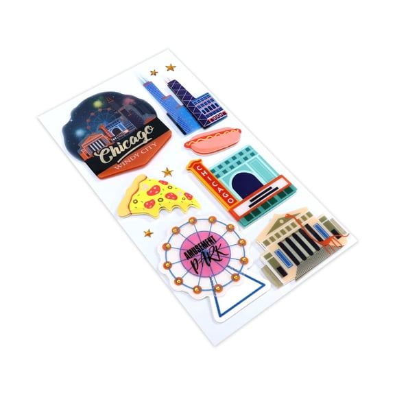 Recollections Chicago Dimensional Stickers, 12 Pack