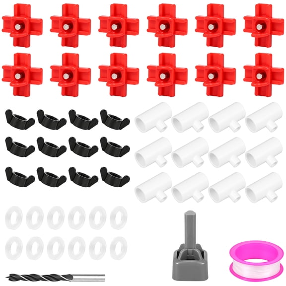 12 Pack Chicken Nipple Waterer with 1/2" PVC Tee Fittings Horizontal Side Mount Automatic Poultry Watering System Kit for DIY Chicken Duck Quail Drinker with Drill Bit and PTFE Tape