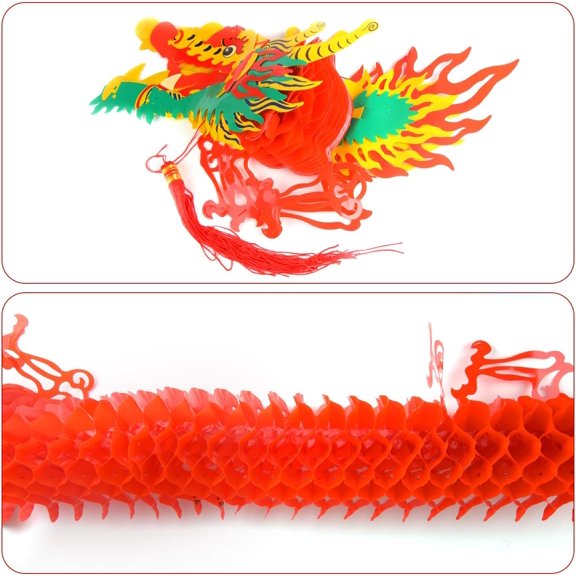 12 Pack Chinese New Year Decorations: Dragon Garland, Red Paper Lanterns, Fu Hanging Garland for Chinese Lunar New Year$$Home Decor, Kitchen, & Other