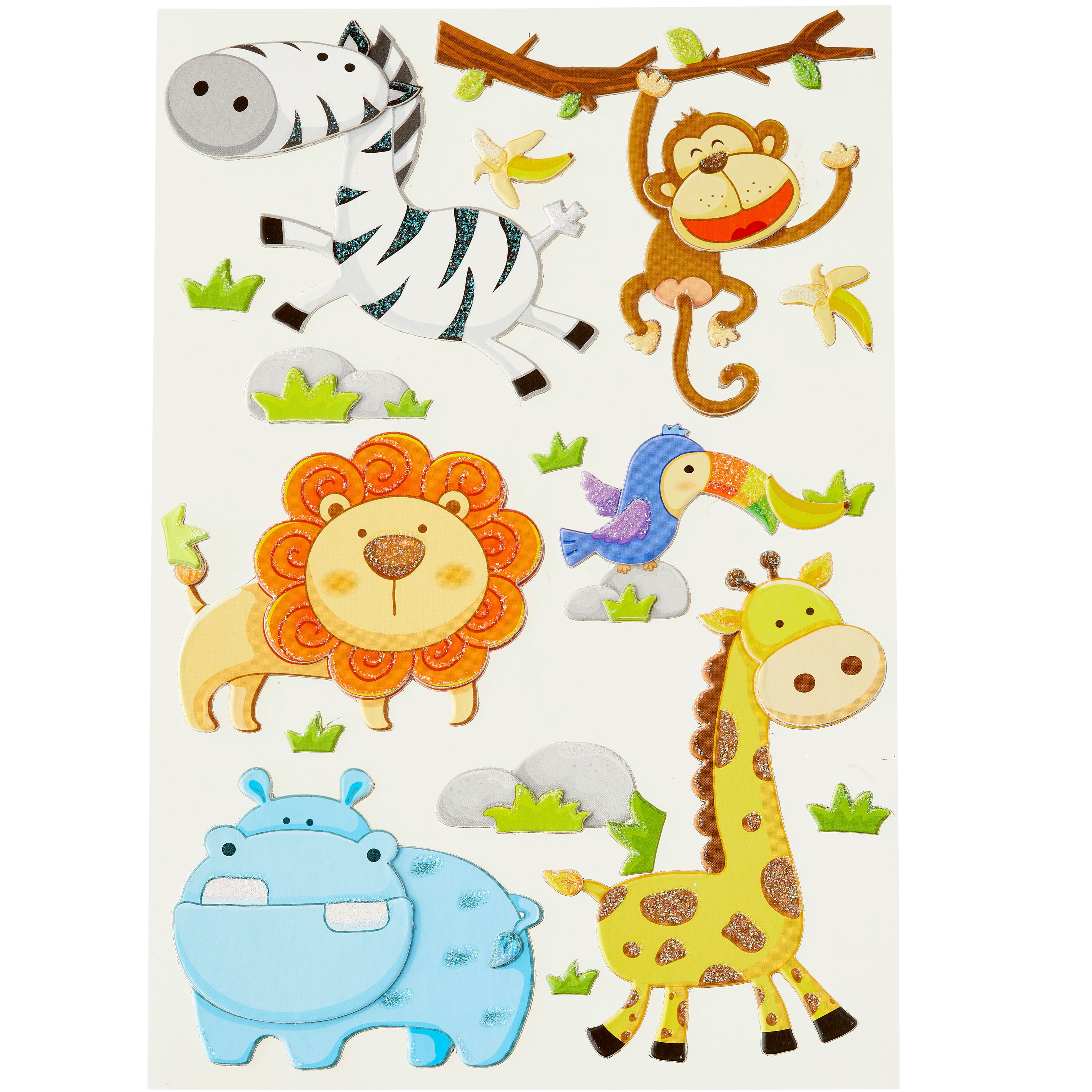 Recollections Chipboard Zoo Animal Stickers, 12 Pack