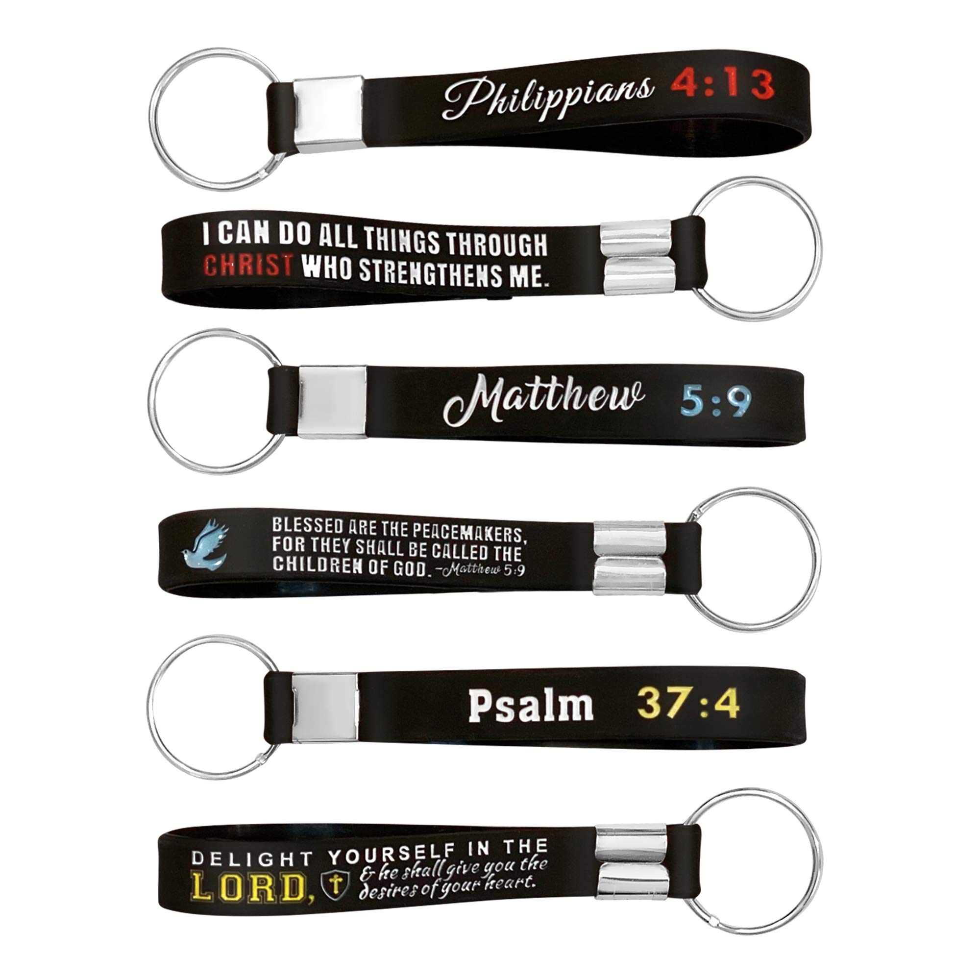 (12 Pack) Christian Bible Keychains with Scripture Bulk Wholesale