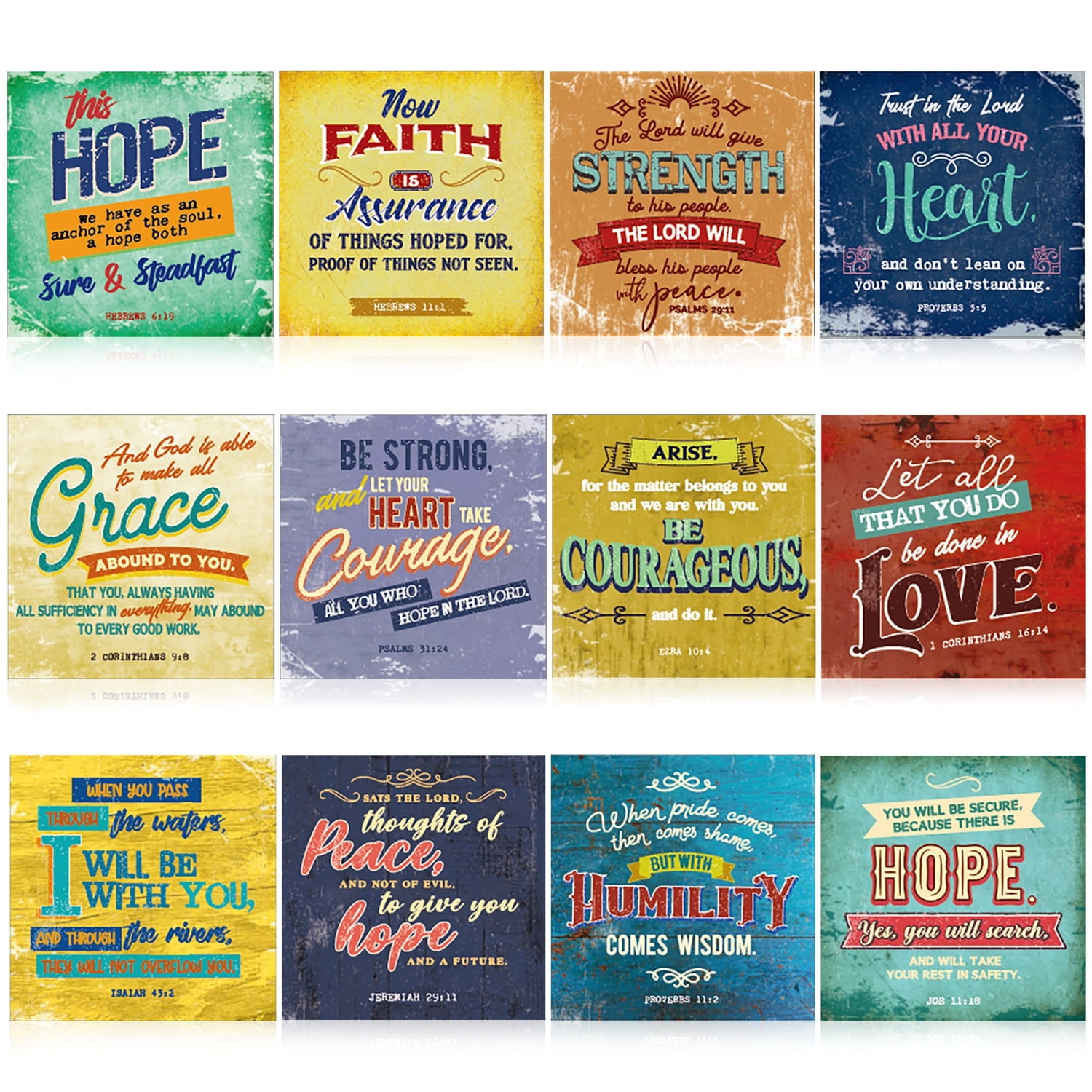 12 Pack Christian Motivational Bible Verse Posters