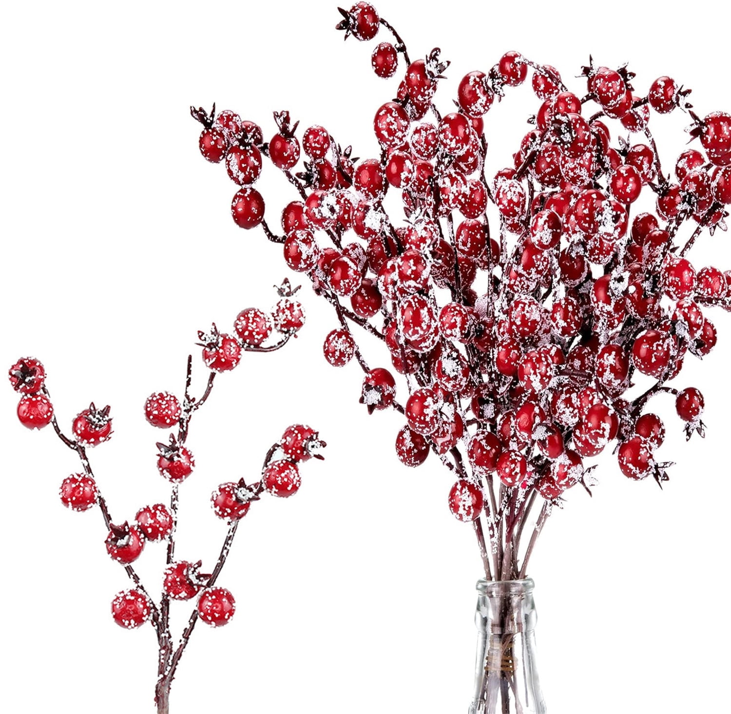 12 Pack Christmas Artificial Berry Picks,Bexikou Snow Frosted ...
