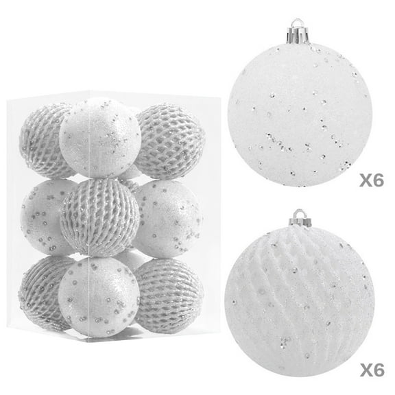 12-Pack Christmas Ball Ornaments with Strings, 80mm/3.15-Inch Small Size Baubles, Shatterproof Plastic Christmas Bulbs, Hanging Decorations for Xmas Tree, Holiday, Wedding, Party, Babyblue