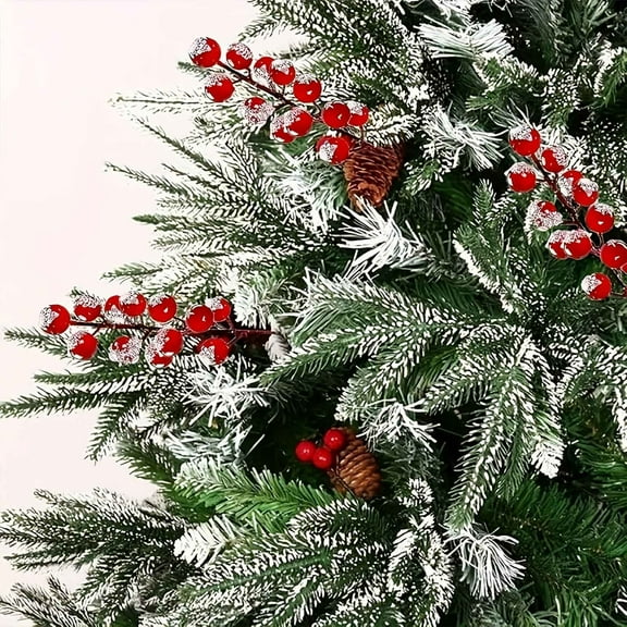 12 Pack Christmas Berry Picks Plastic Xmas Snowy Branches for Wreath Garland Home Wedding Party Decor