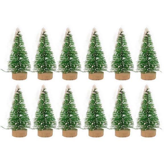12 Pack Christmas Bottle Brush Trees, Small Tabletop Pine Trees, Ornaments for Home Holiday Decor