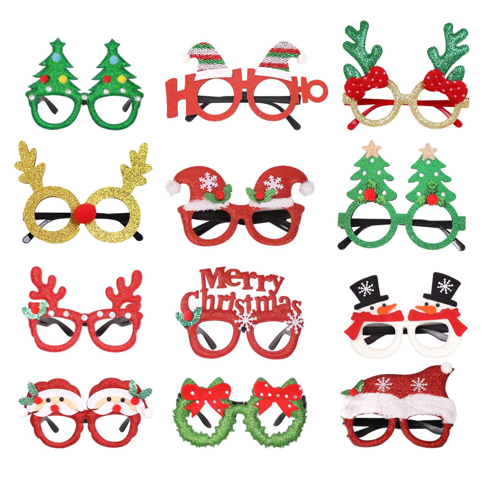 12 Pack Christmas Glasses Glitter Glasses Frames Accessories For