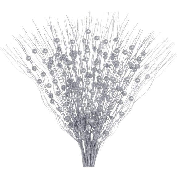12 Pack Christmas Glitter Curly Spray Picks Berry Stems Wispy Willow Christmas Berry Picks Sprays Glittered Twigs for Christmas Tree Topper Wreath Garland Decoration Floral Arrangement (Pink)