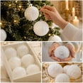 thumbnail image 1 of 12 Pack Christmas Pearl Ball Ornaments - 2.36" White Glittered Baubles for Tree Holiday Party Decor, 1 of 7