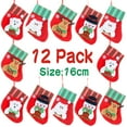 thumbnail image 1 of 12 Pack Christmas Stockings,6.3" Christmas Holiday Stockings with Snowman Santa Reindeer Bear Christmas Stockings Set Gift, 1 of 7