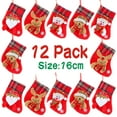 thumbnail image 1 of 12 Pack Christmas Stockings,6.3" Christmas Holiday Stockings with Snowman Santa Reindeer Bear Christmas Stockings Set Gift, 1 of 7