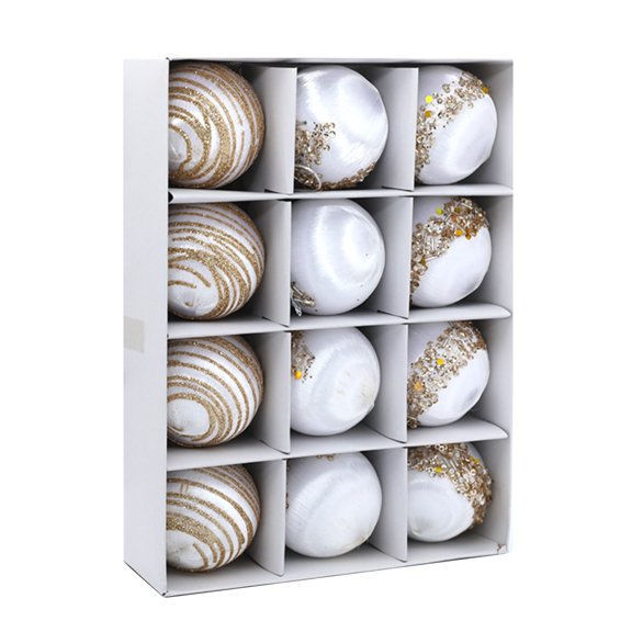 12 Pack Christmas Tree Balls, 2.36" Shatterproof Glitter Sequin Foam Balls with Pearls for Xmas Wedding Party Decor Valentine's Day Decorations