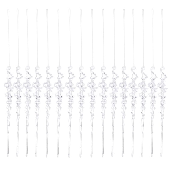 12 Pack, Christmas Tree Ornaments Set 6 Inch Acrylic Simulation Icicle Hanging Decorations, Clear Christmas Decor for Home Window Party Holiday Winter Wonderland Displays