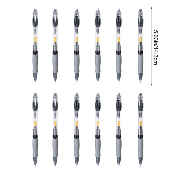 12 Pack Classic Retractable Black Gel Pens, 0.5mm Fine Tip 2ml Smooth Writing Pen with Non-Slip Comfort Grip & Durable Clip for Daily Office Use