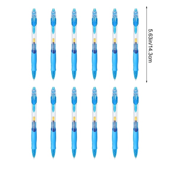 12 Pack Classic Retractable Blue Gel Pens, 0.5mm Fine Tip 2ml Smooth Writing Pen with Non-Slip Comfort Grip & Durable Clip for Daily Office Use
