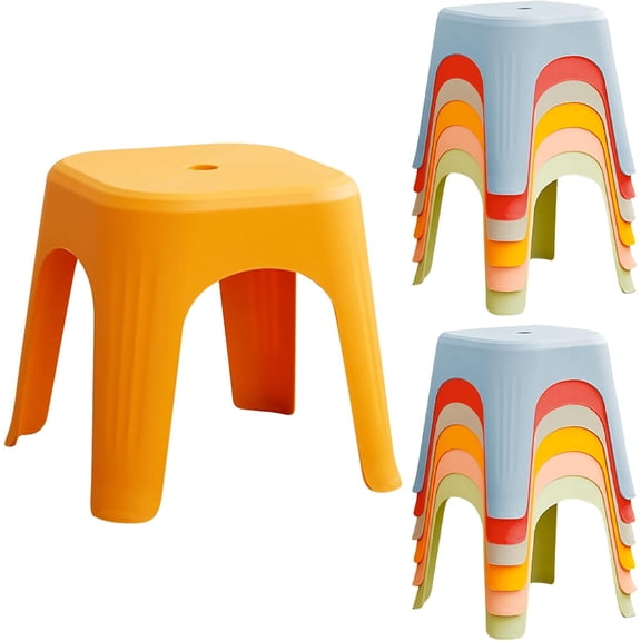 12 Pack Classroom Seating Stools, Pipleo Stackable & Nesting Stools for Kids - 11.8 Inch Low Profile Plastic Stools, Colorful Backless Chairs for Flexible Seating in School, Daycare, Home & Office