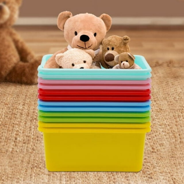 12 Pack Classroom Storage Bins, 6 Colors Small Plastic Baskets for ...