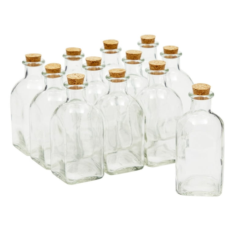 12 Pack Clear 6 Oz Glass Bottles with Cork Lids, Tiny Vintage Style Potion  Vases for Party Favors, DIY Crafts (180 ml) 